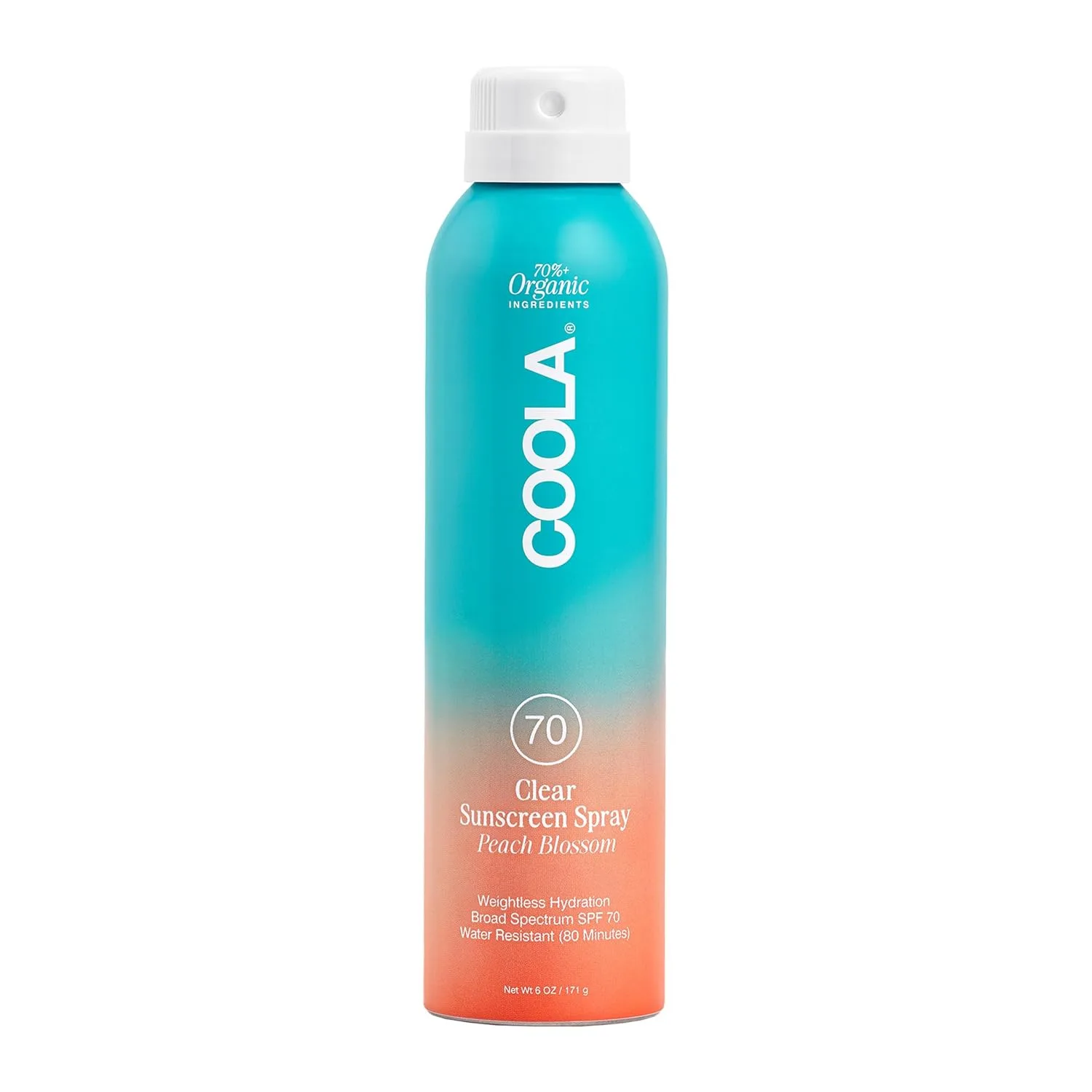 Солнцезащитный спрей COOLA Organic Sunscreen SPF 70, протестирован дерматологами, обеспечивает ежедневную защиту кожи, подходит для веганов и не содержит глютена, аромат персикового цветка. 177 мл (1 шт.)
