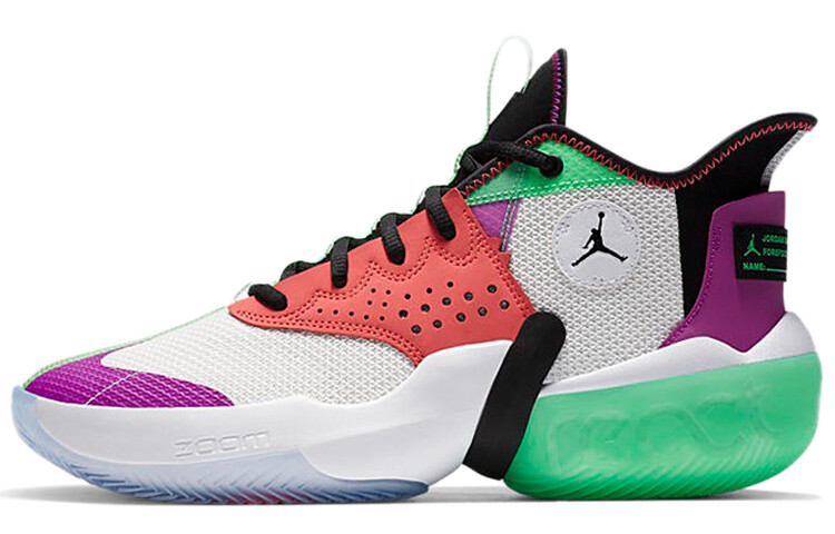 

Кроссовки Jordan React Elevation Basketball, белый/розовый/зеленый/черный/сиреневый