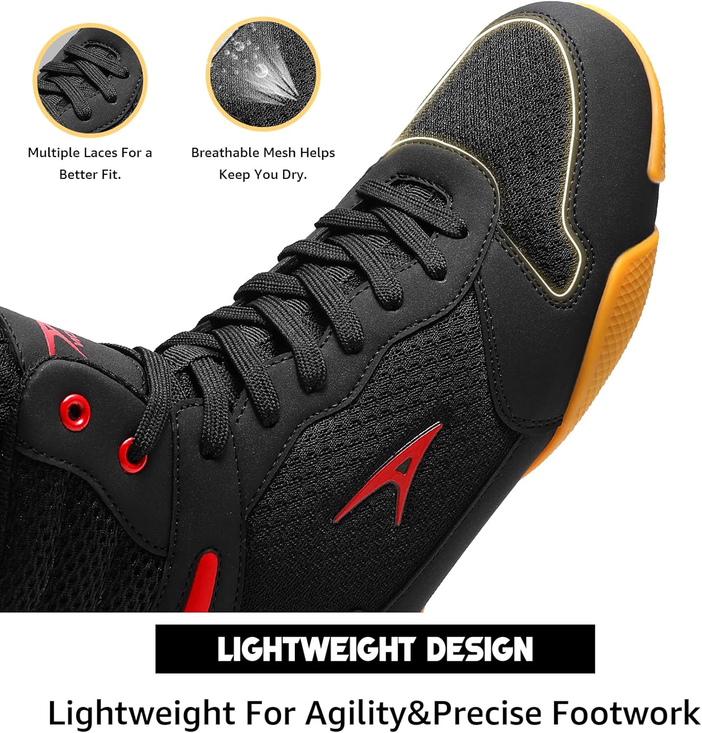 Мужские борцовки ASHION легкие высокие кеды, черный/красный — фото 2