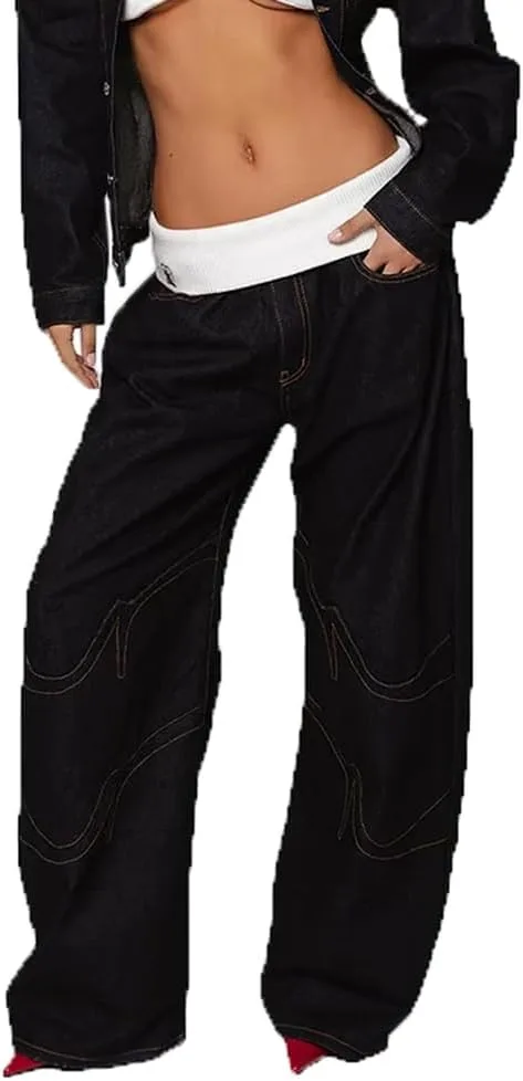 

Женские джинсы Baggy Y2K Mid Waisted Vintage Hip Hop cffvdiz