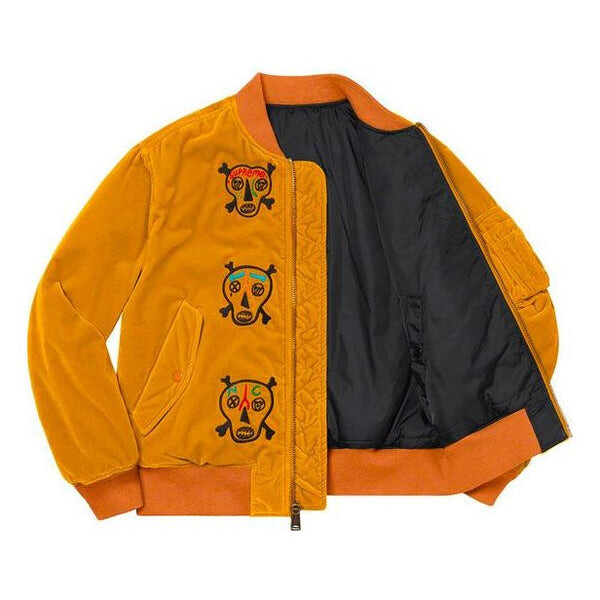 Куртка clayton patterson skulls velvet ma-1 jacket 'yellow white black red' Supreme, желтый — фото 3