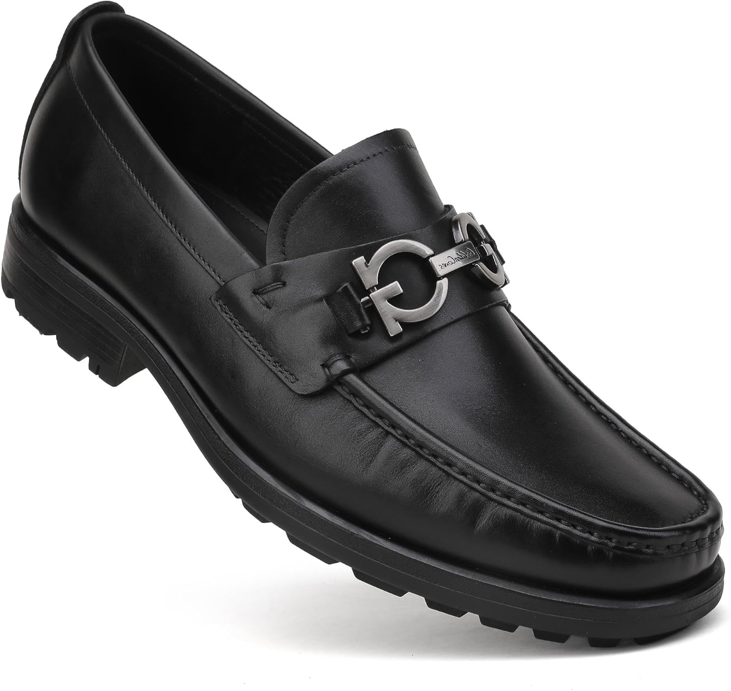

Мужские классические кожаные туфли, модные с пряжкой, лоферы без шнурков для вечеринок и свадеб Generic, черный