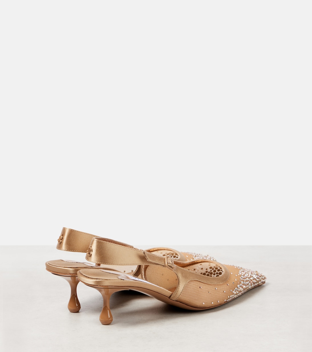 Туфли-лодочки Amel 50 с декором и сетчатой отделкой Jimmy Choo, Light Bronze Mix — фото 2