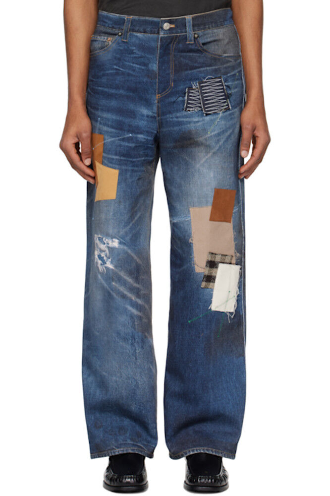 

Джинсы темно-синего цвета с принтом в стиле пэчворк и эффектом trompe l'oeil Andersson Bell