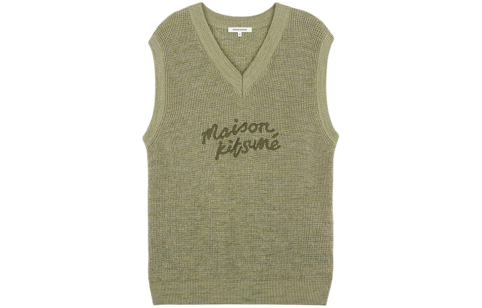 

Топ вязаный с вышитым логотипом Maison Kitsuné и V-образным вырезом Maison Kitsune, зеленый