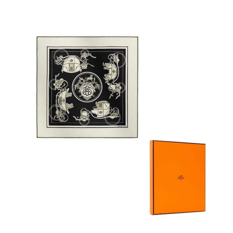 

HERMES Ex Libris шарф из кашемира и шелка для женщин белый/черный/хаки