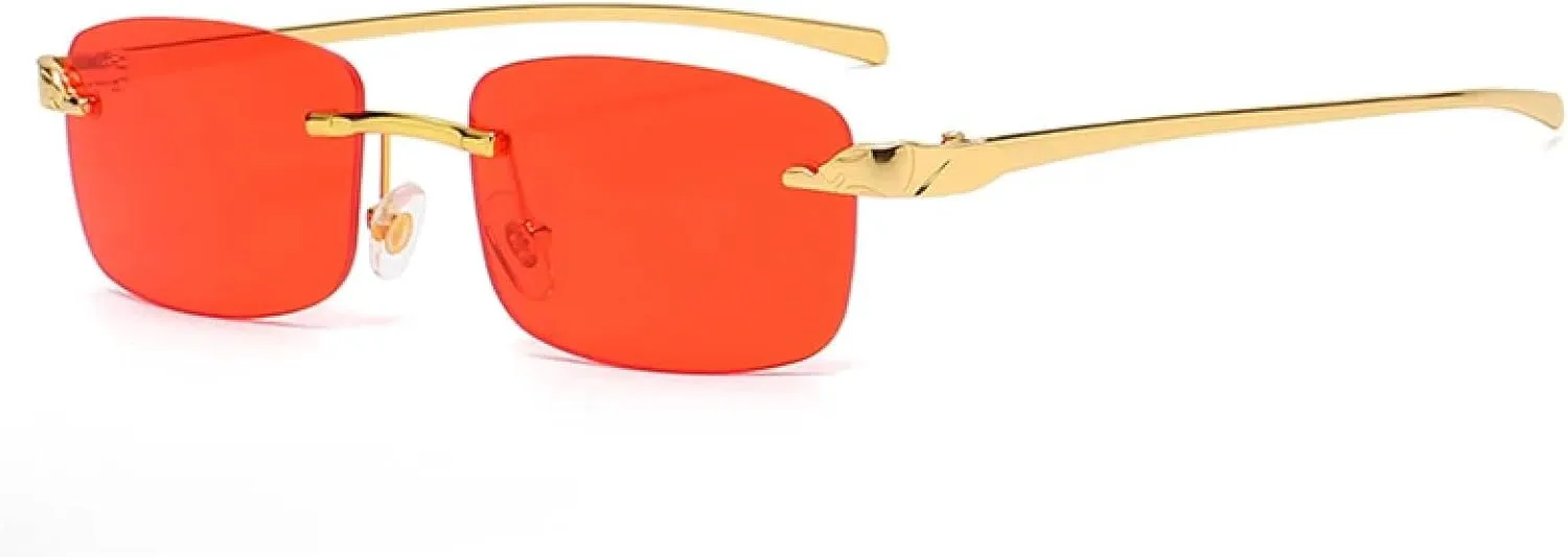 

Винтажные солнцезащитные очки без оправы для женщин и мужчин, популярные для путешествий и вождения, металлические, с защитой от УФ-излучения UV400 TVTBBVV, Red