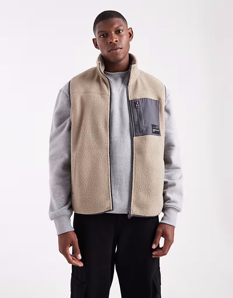 

Флисовый жилет на молнии бежевого цвета Jj Rebel