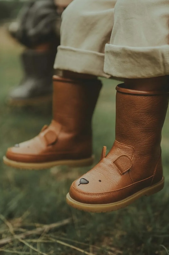 

Зимние кожаные детские ботинки Wadudu Classic Boots Bear Donsje, коричневый