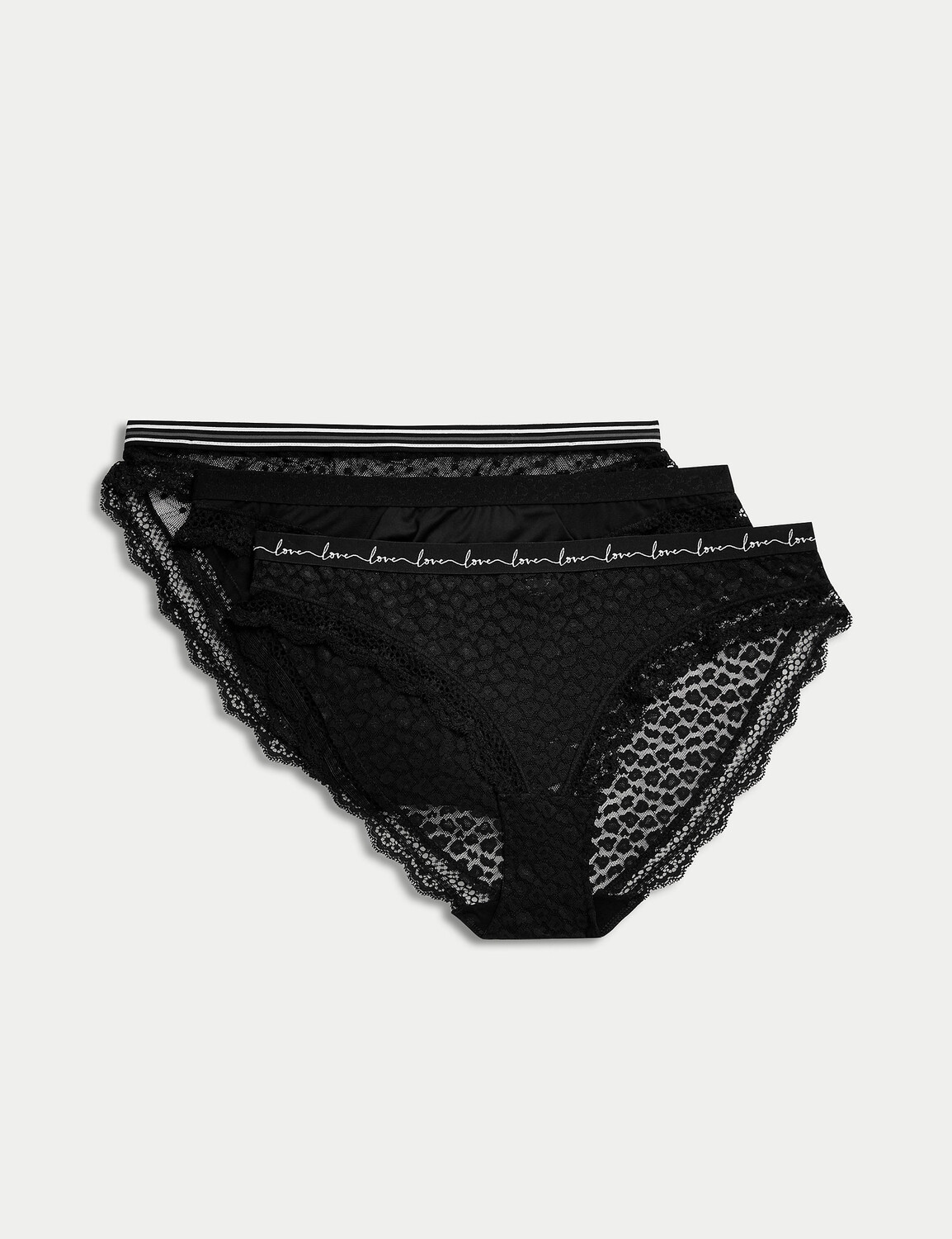 

Трусики бикини из 3 частей с кружевом и сеткой Marks & Spencer