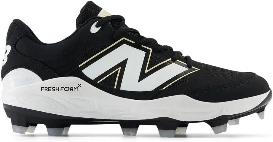 Мужские бейсбольные кроссовки New Balance Fresh Foam 3000 V6 для прогулок по лужайке, Black White — фото 2