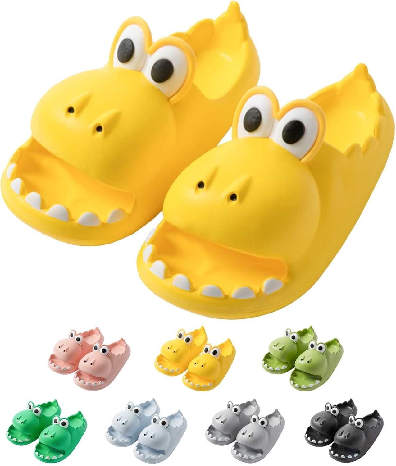

LXLHZD Милые тапочки-сланцы с динозавром для женщин и мужчин, 4 см, супер мягкие, с толстой подошвой, домашние тапочки, шлепанцы для душа, открытый носок, летние пляжные и домашние тапочки, желтый