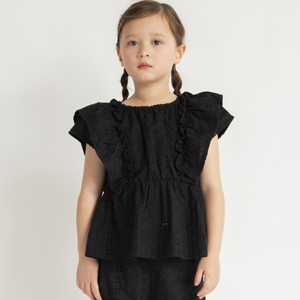 Блузка с вышивкой в виде фестончатого края Branshes, black