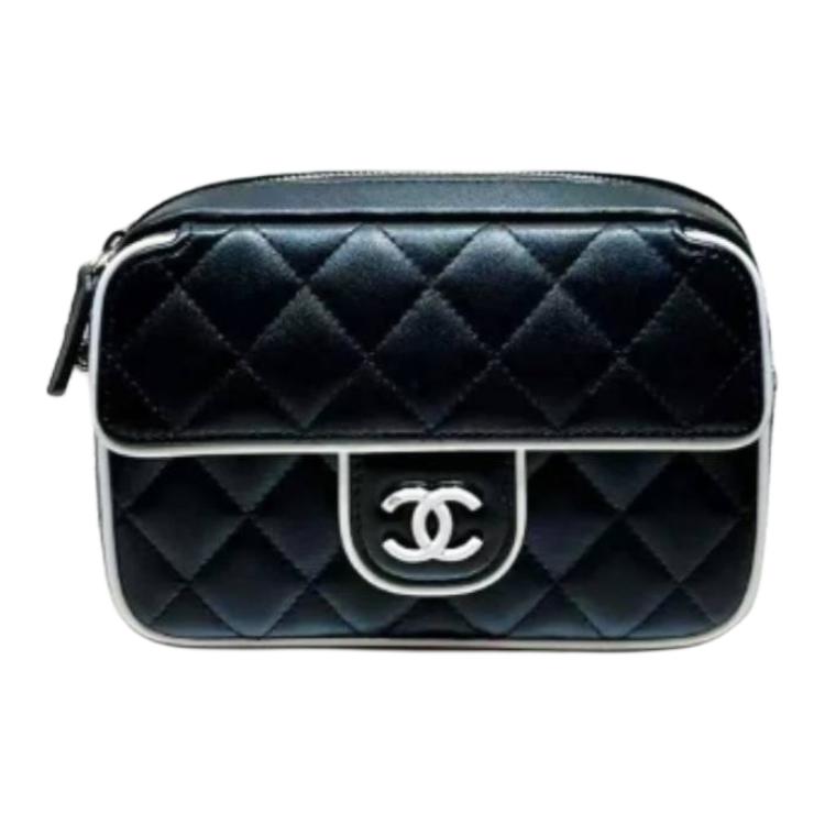 CHANEL Кроссбоди из овчины маленький черный женский — фото 3