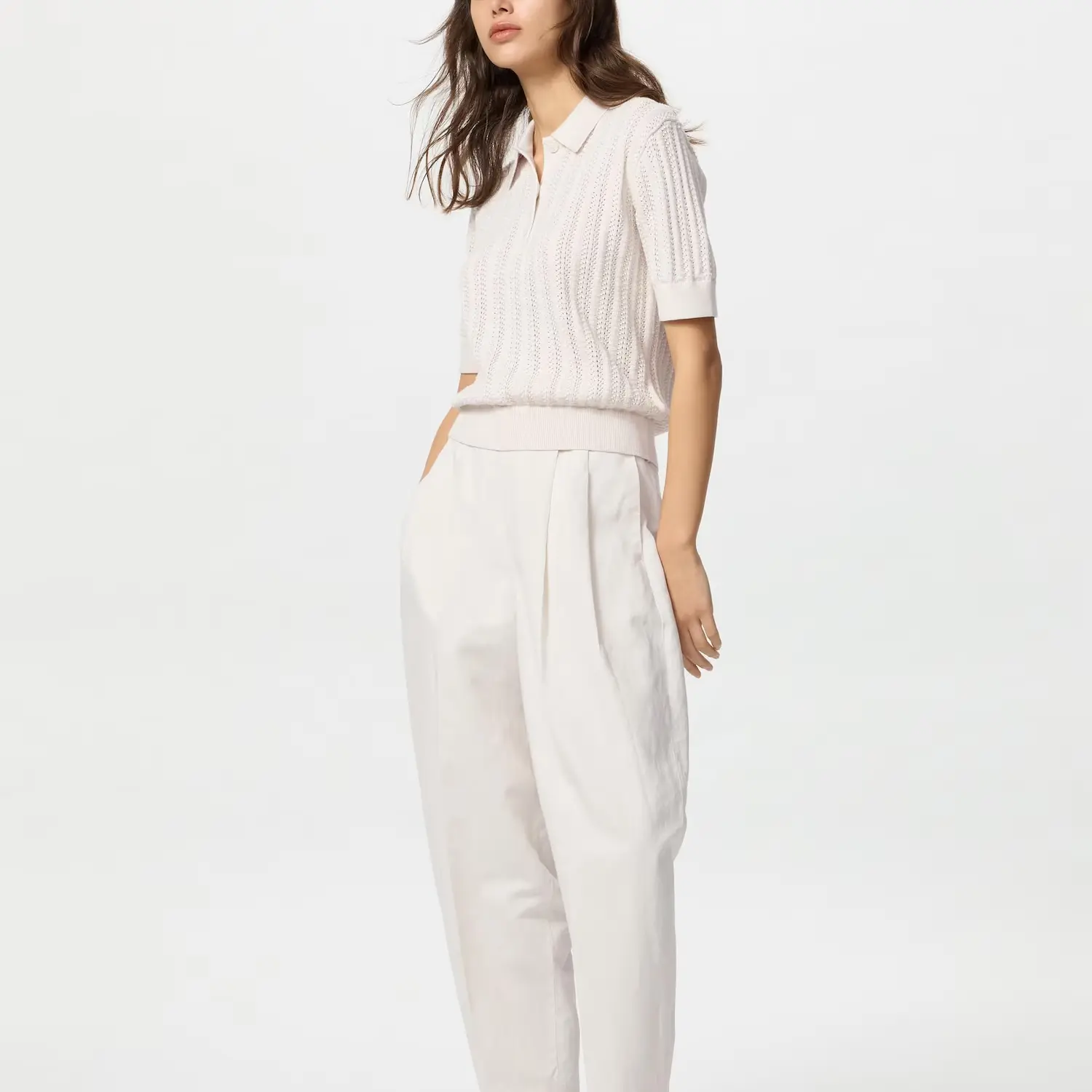UNIQLO Comptoir Des Cotonniers Collaboration SS25 поло женская ecru — фото 4