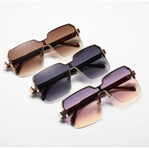 

Солнцезащитные очки в стиле ретро 2027 для женщин, винтажные солнцезащитные очки с квадратной оправой из сплава, солнцезащитные очки UV400 MTZJH, Brown Blue