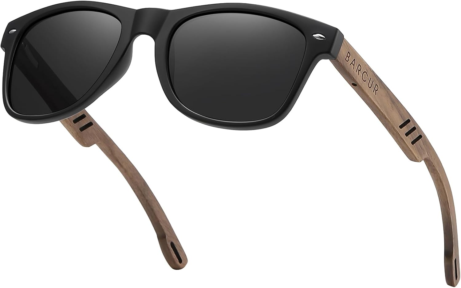 

Солнцезащитные очки Barcur Wood для мужчин и женщин, поляризованные, с защитой от УФ-излучения, оправа из черного ореха/дерева «зебра», в комплекте с футляром, Matteblack