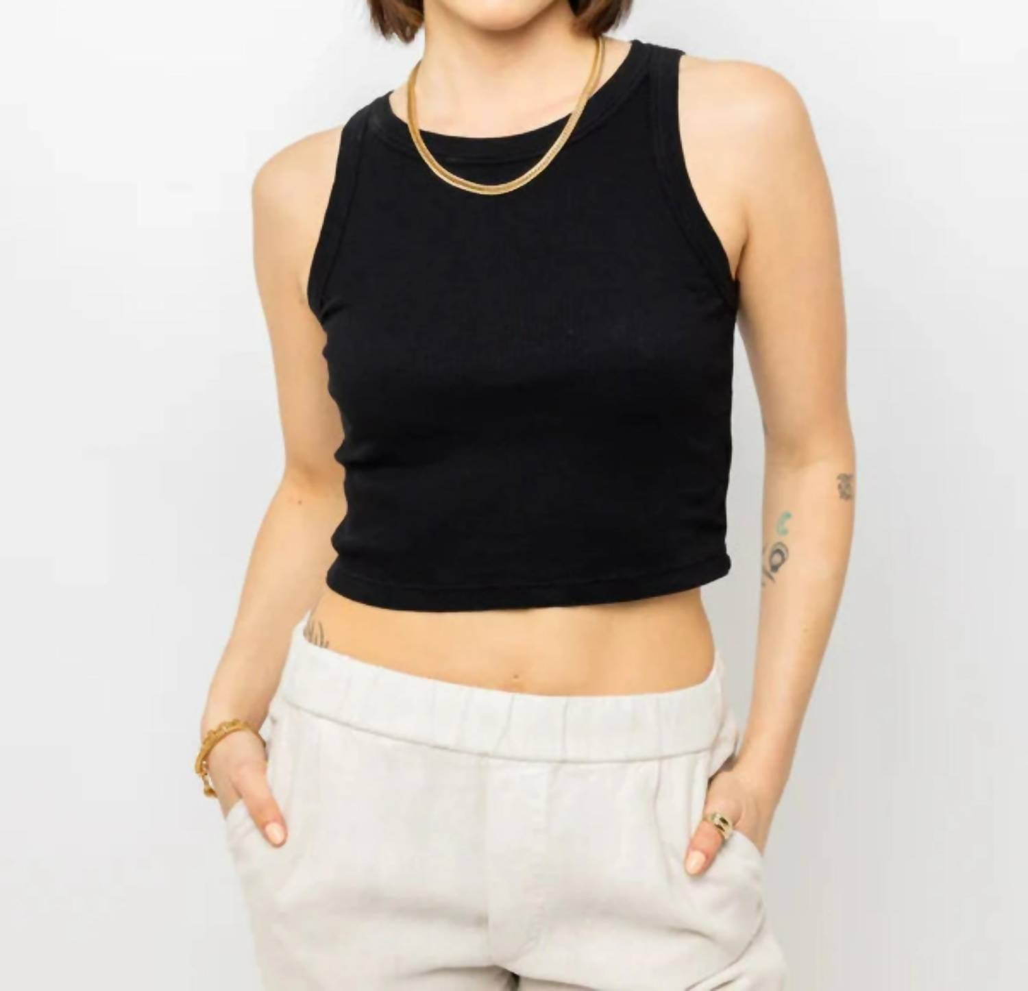

Топ Harla Cotton Slub Tank Top черного цвета Velvet by Graham & Spencer