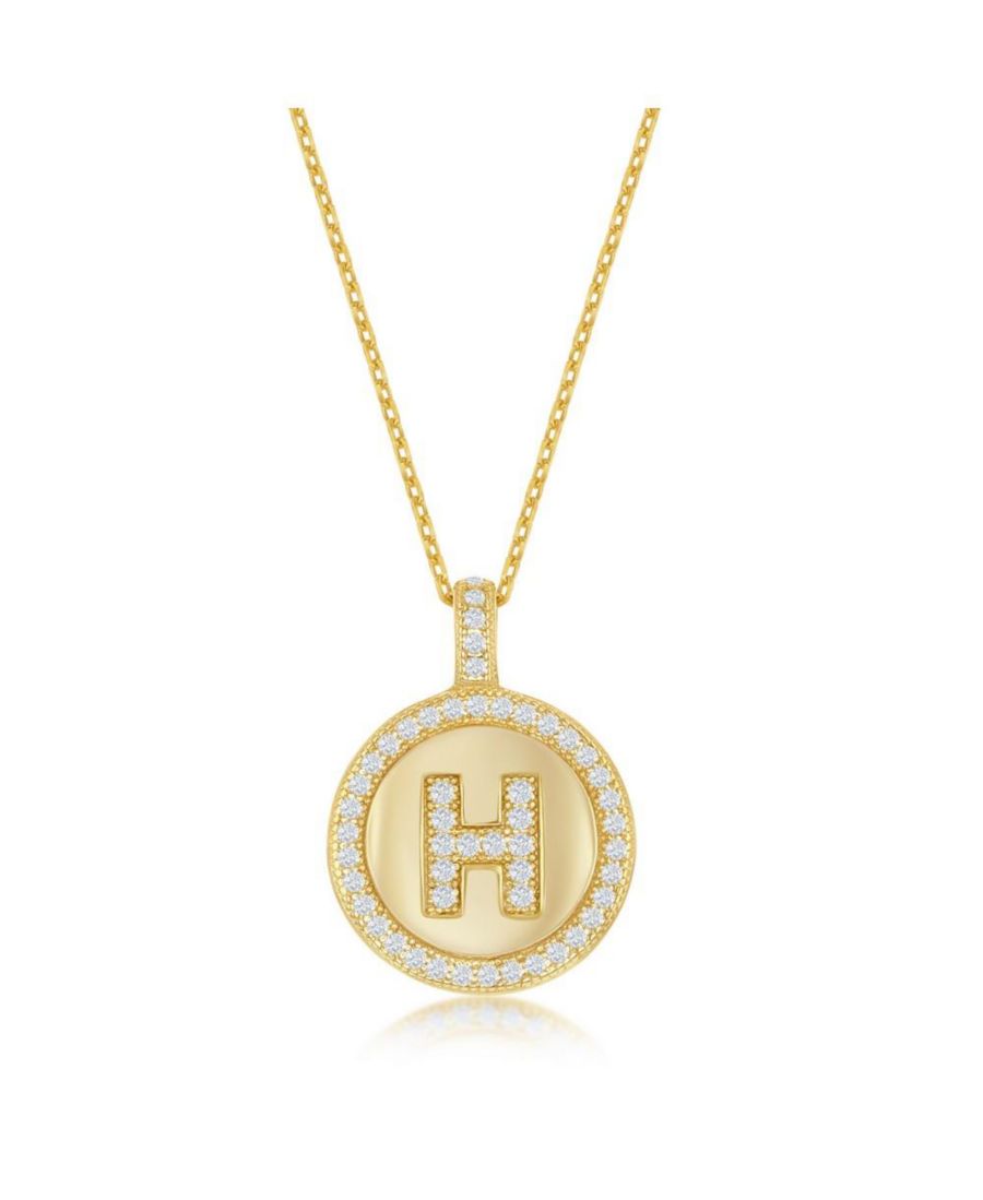 

Колье из стерлингового серебра с золотым покрытием и микропаве из циркония в форме круга с инициалами Simona, Gold h