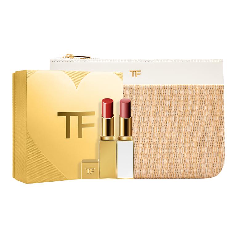 TF Box Limited Edition Палетка для губ и румян Легко растушевывается Устойчивая 2,8 г+3,3 г TOM FORD, three-piece set: fine золотой lipstick #04 3.3g+fine белый lipstick #03 3.3g+sparkling iridescent perfume 30ml — фото 2