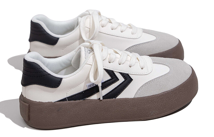 Кроссовки Feiyue Skateboarding Shoes Women's Low-top Beige/Black, бежевый/черный — фото 2