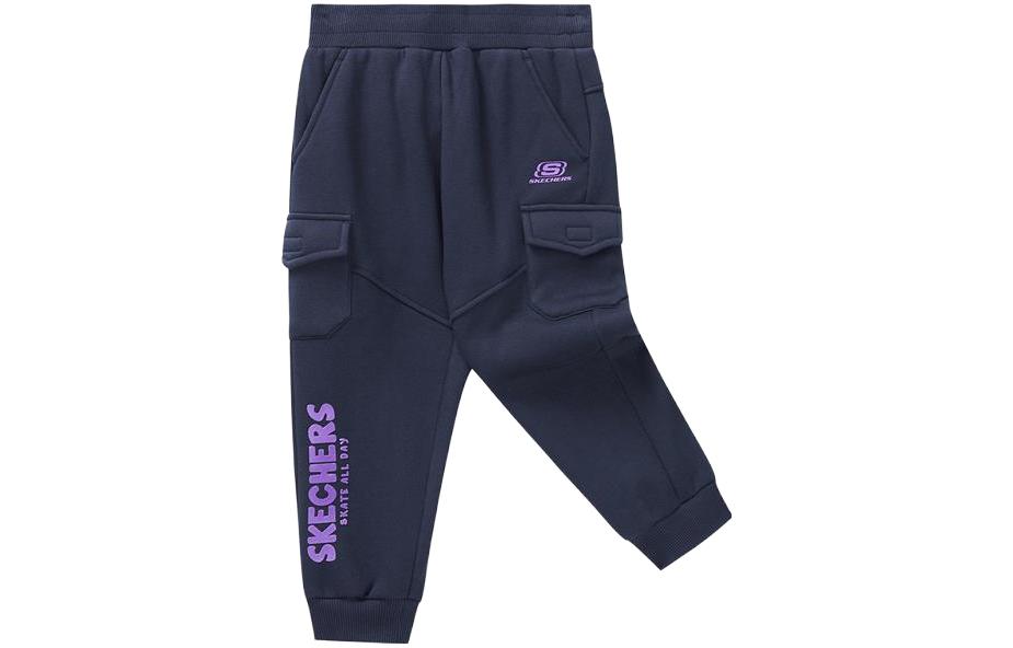 

Детские вязаные спортивные штаны утепленные Skechers, темно-синий