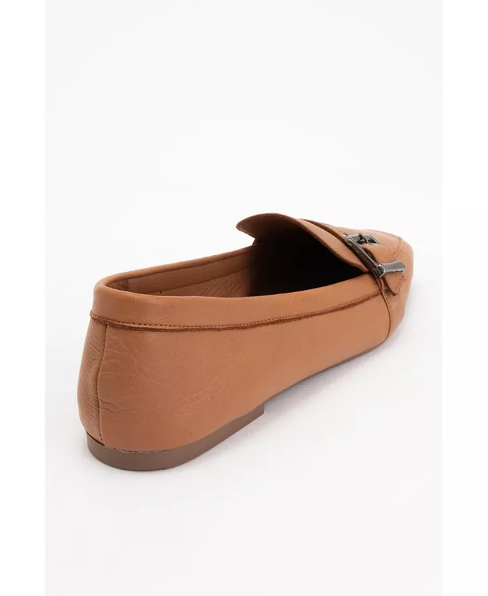 Черные кожаные лоферы на плоской подошве (женские) Forever & Always Shoes, коричневый — фото 2