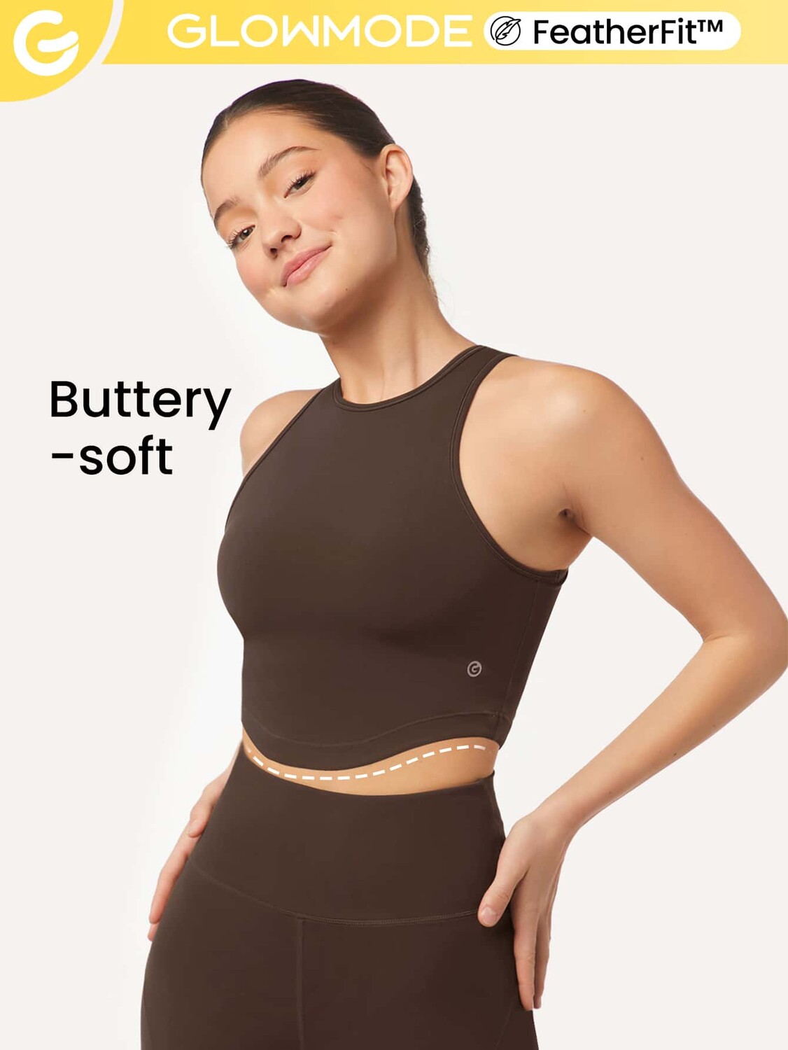 

Feather Fit Бюстгальтеры с изогнутым краем Топы-майки Glowmode, коричневый