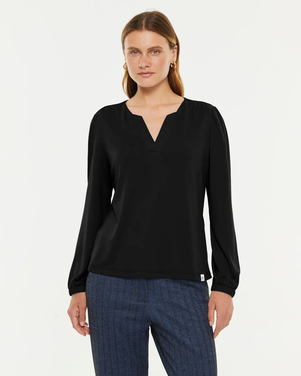 

Женская футболка с V-образным вырезом и длинными рукавами Paz Torras, черный