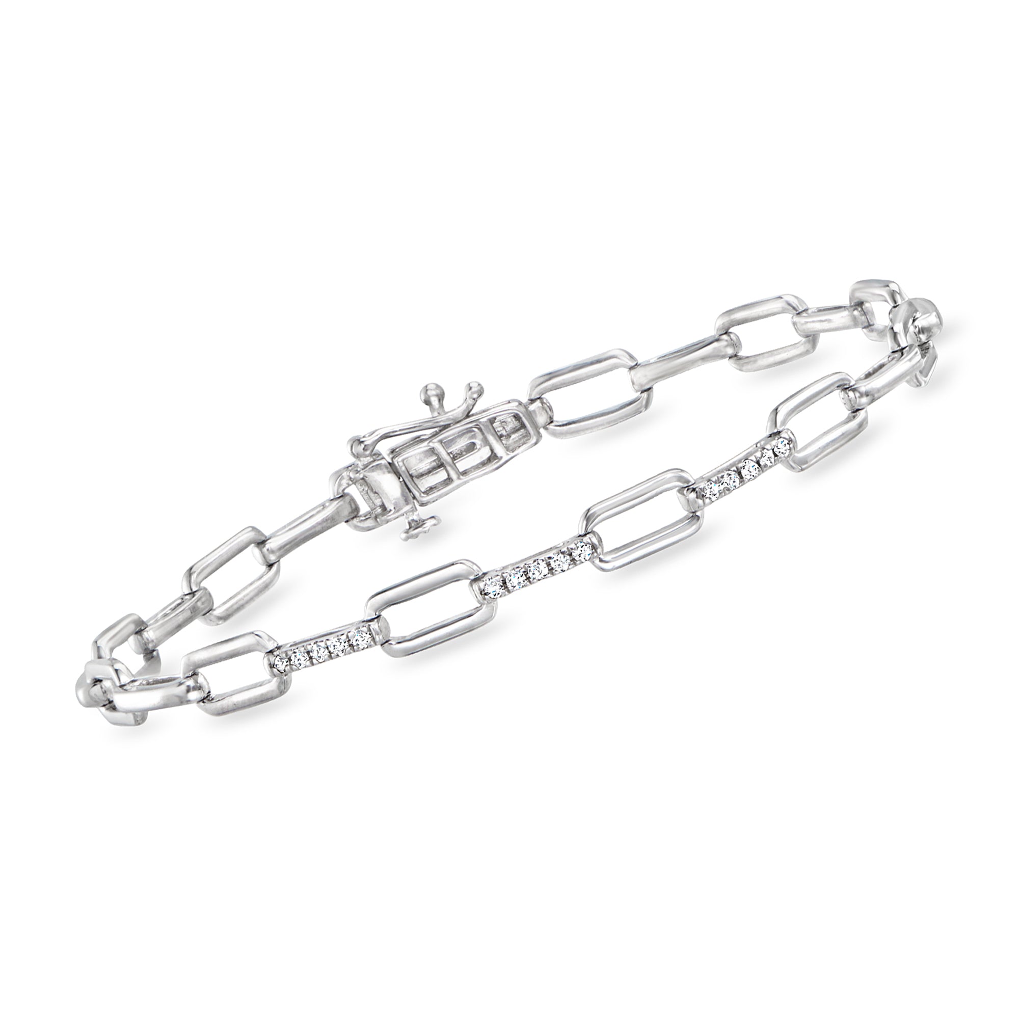 

Браслет RS Pure by Ross-Simons Diamond Paper Clip Link из стерлингового серебра Rs Pure, 8 In