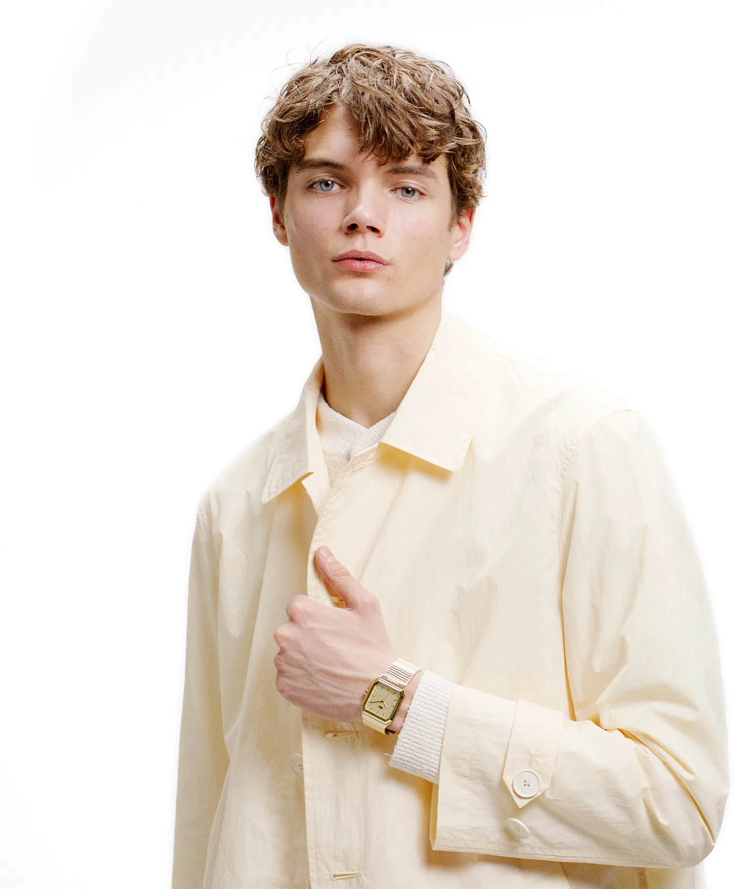 Стенкалер-пальто из нейлона LACOSTE, упаковываемое, офф-вайт — фото 4