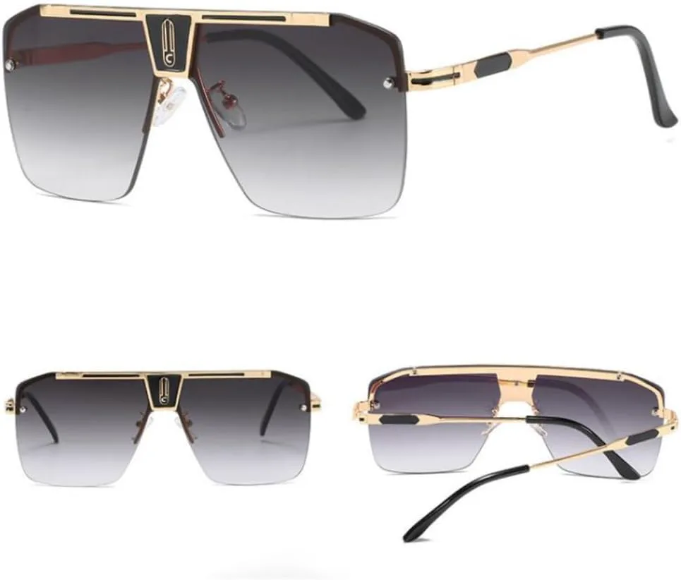 

Винтажные солнцезащитные очки большого размера без оправы для мужчин и женщин, ретро-градиентные, модные, для женщин, защита от УФ-излучения UV400 UUPTTPL, Tyj47-2