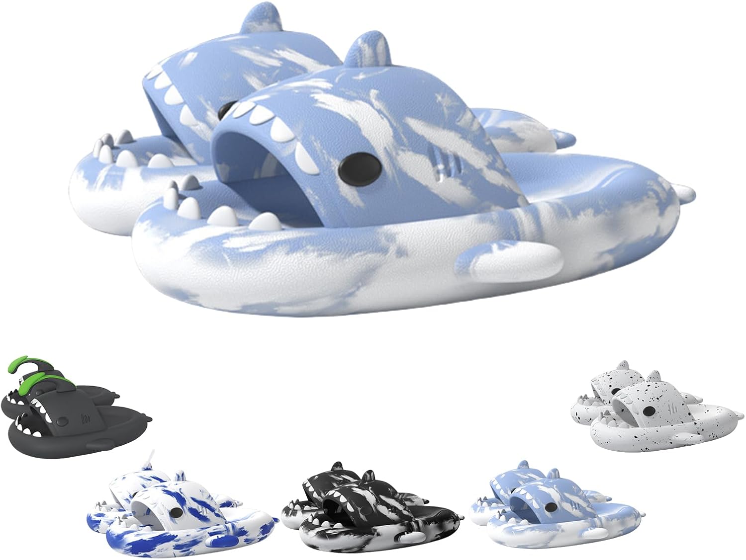 

Шлепанцы с изображением акулы, рождественские шлепанцы с акулой, шлепанцы с акулой на Хэллоуин, мультяшные нескользящие шлепанцы с толстой подошвой для женщин и мужчин Generic, синий