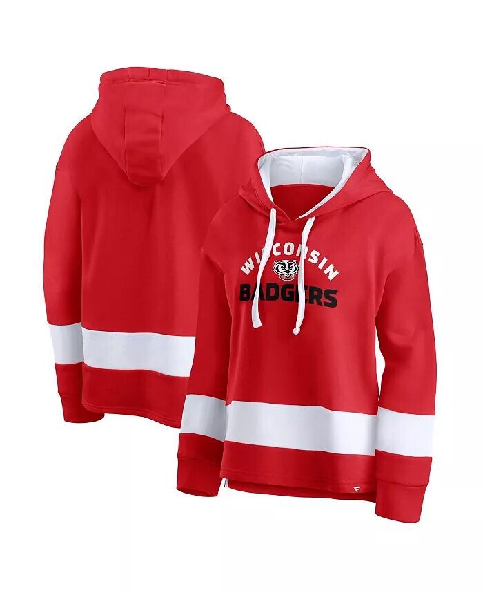 

Женская толстовка с капюшоном Heather Red Wisconsin Badgers Block Party с арочным узором Fanatics