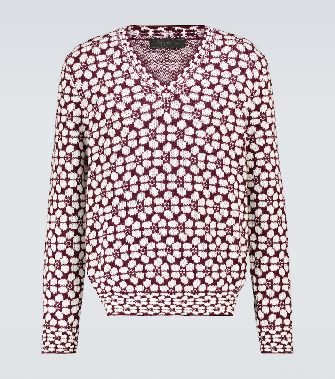 

Свитер из шерсти и кашемира Prada, Bordeaux+Bianco