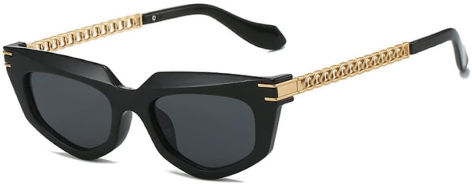 

Солнцезащитные очки Polygon Cat Eye для женщин, роскошные, с защитой от УФ-излучения UV400, в стиле ретро с металлической цепочкой, солнцезащитные очки для мужчин, сине-зеленые LANGSER, Black Golden Grey