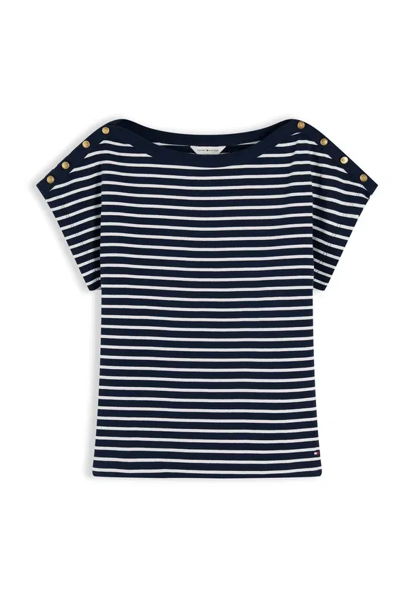 Футболка с принтом и вырезом-лодочкой Tommy Hilfiger, темно-синий/калико — фото 4