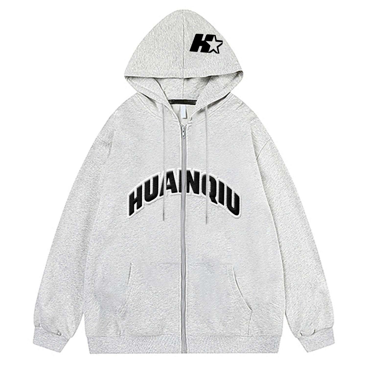 

Толстовка Unisex Hooded Moderate Regular HUANQIU, белый heather серый