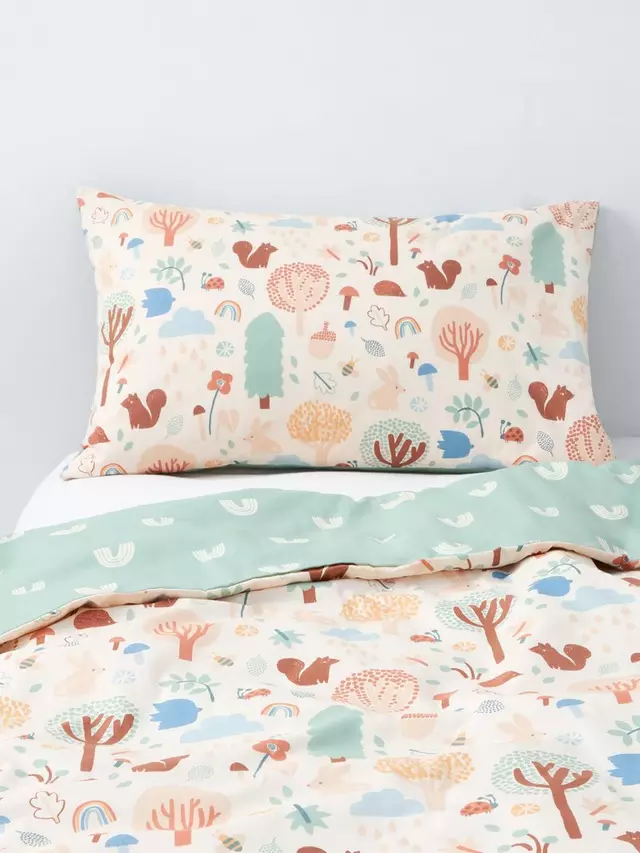 

Пододеяльник и наволочка John Lewis Scandi Nature Toddler Pure Cotton Reversible, разноцветный