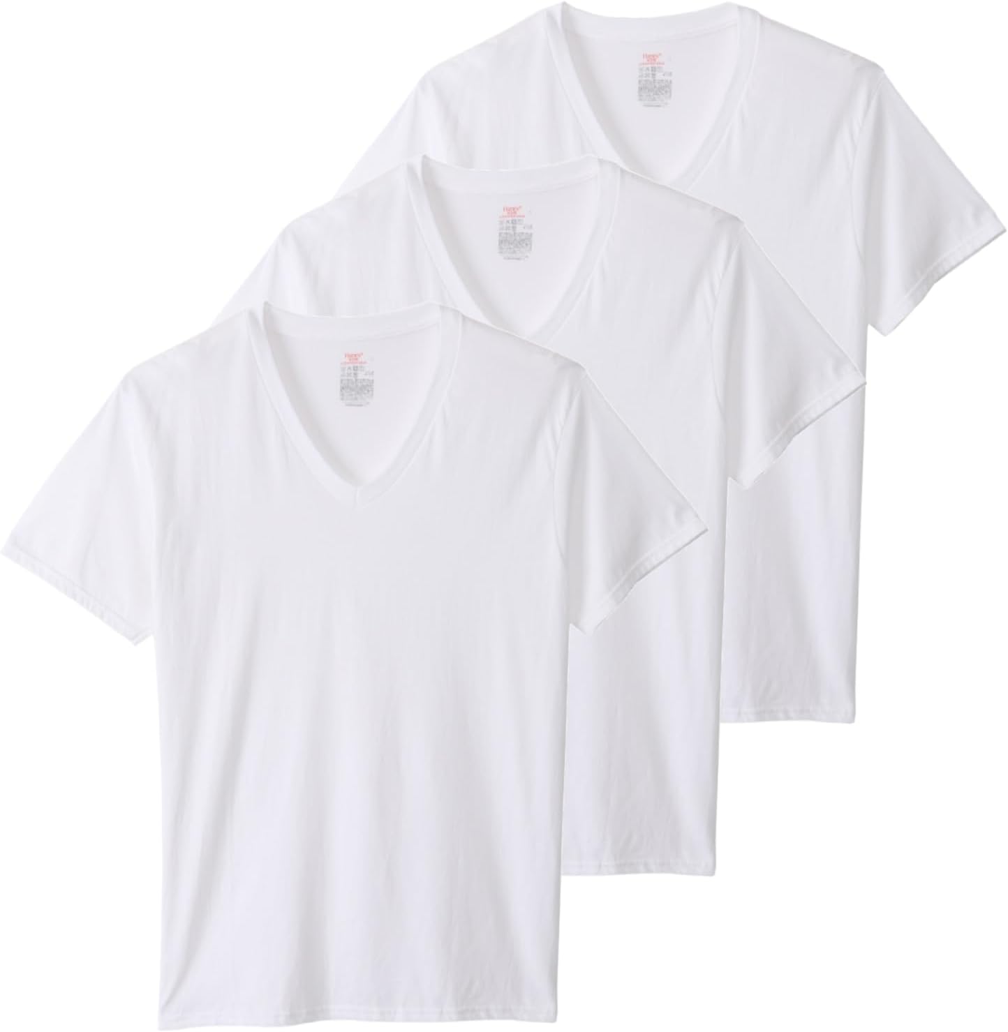 

Футболки Hanes с V-образным вырезом (3 шт.), коротким рукавом и круглым вырезом, с антибактериальной и дезодорирующей обработкой (Fresh IQ), белый