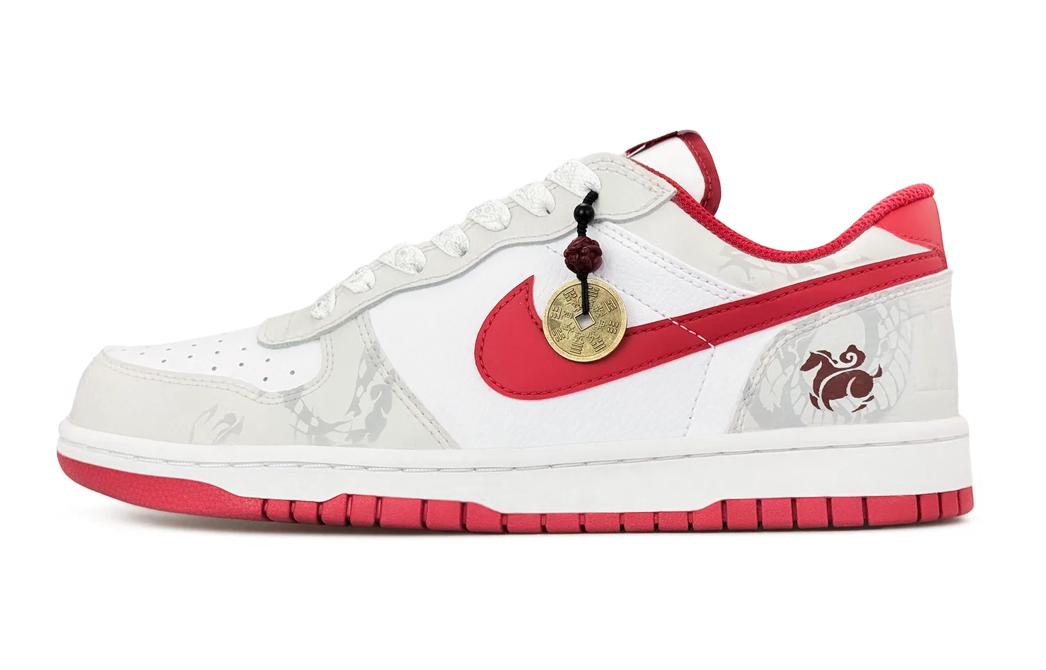 Кроссовки скейтбординговые Nike Big Low белые/красные — фото 3