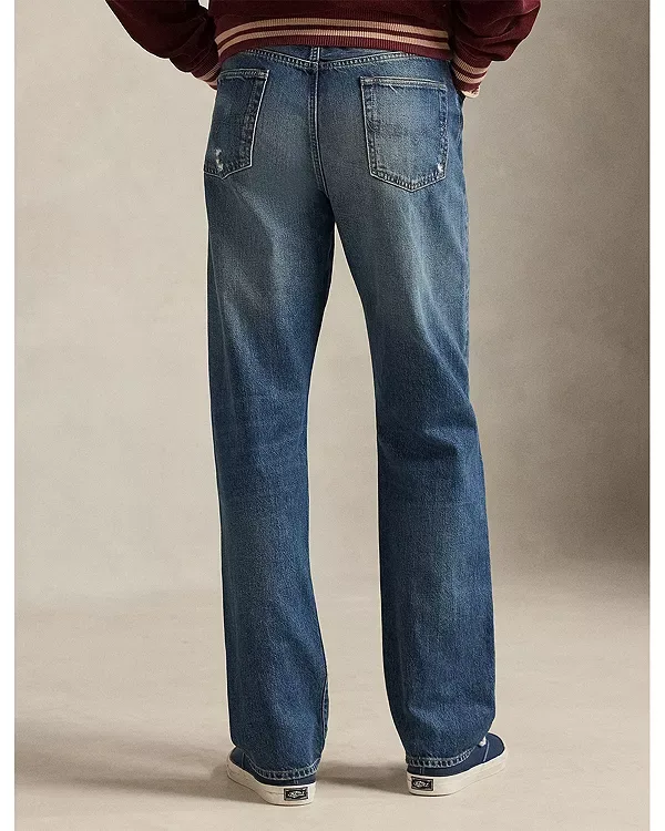 Прямые джинсы Heritage с потертостями, синего цвета. Polo Ralph Lauren, Blue — фото 3