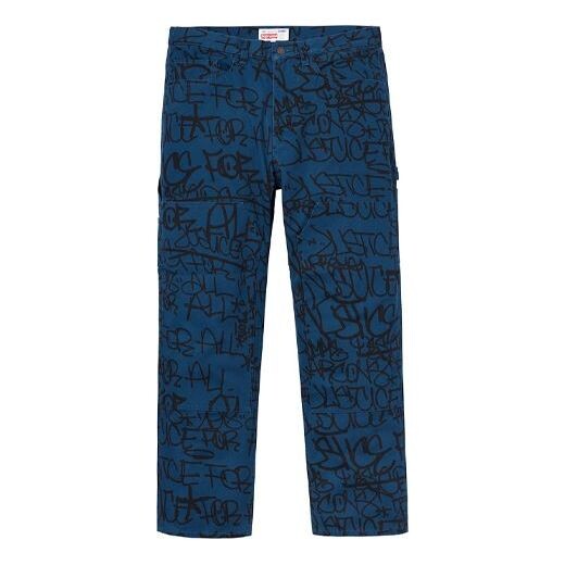 

Брюки fw18 comme des garcons shirt canvas painter pant navy Supreme, синий