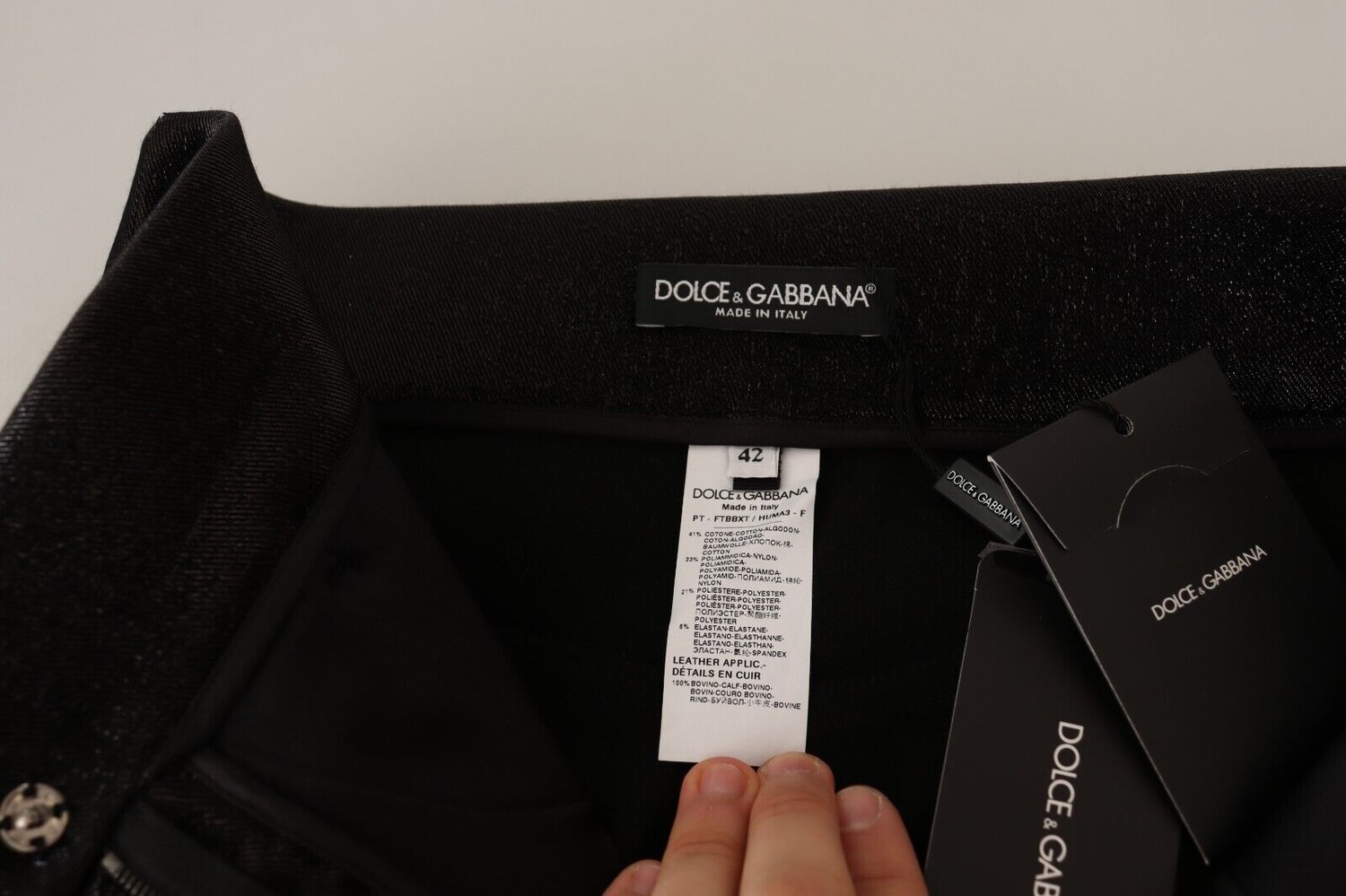 Элегантные облегающие укороченные брюки с блестками Dolce & Gabbana, черный — фото 4