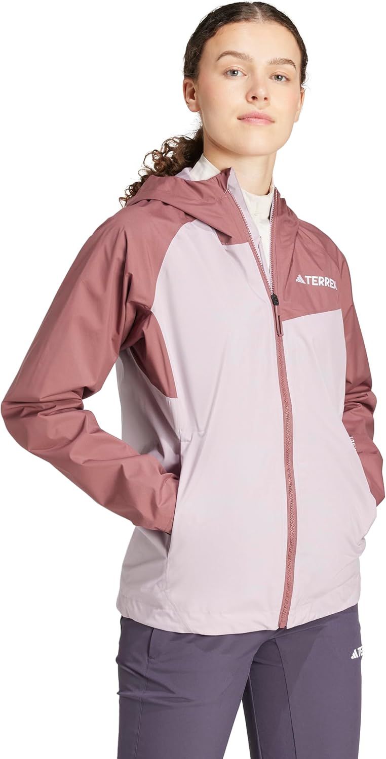 

adidas Женская стандартная треккинговая куртка Terrex Multi 2-Layer Rain.rdy, Preloved Fig/Quiet Crimson