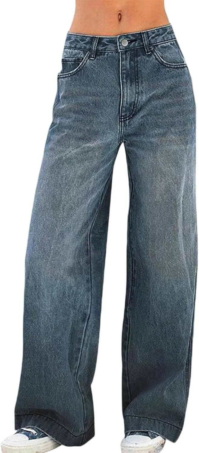 

Джинсы для женщин wide leg с эластичным поясом