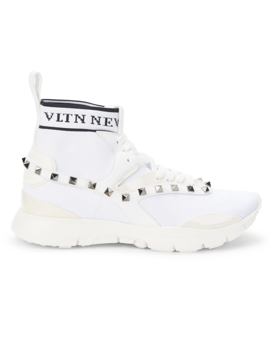 

Высокие кроссовки-носки Rockstud Valentino Garavani, слоновая кость