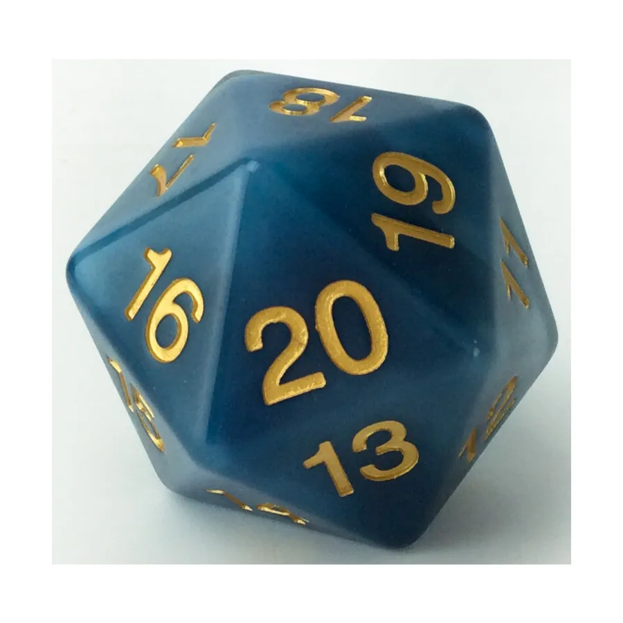 

d20 55 мм — синий мраморный (ограниченная серия Spindown), Dice - Jumbo Opaque (Koplow)