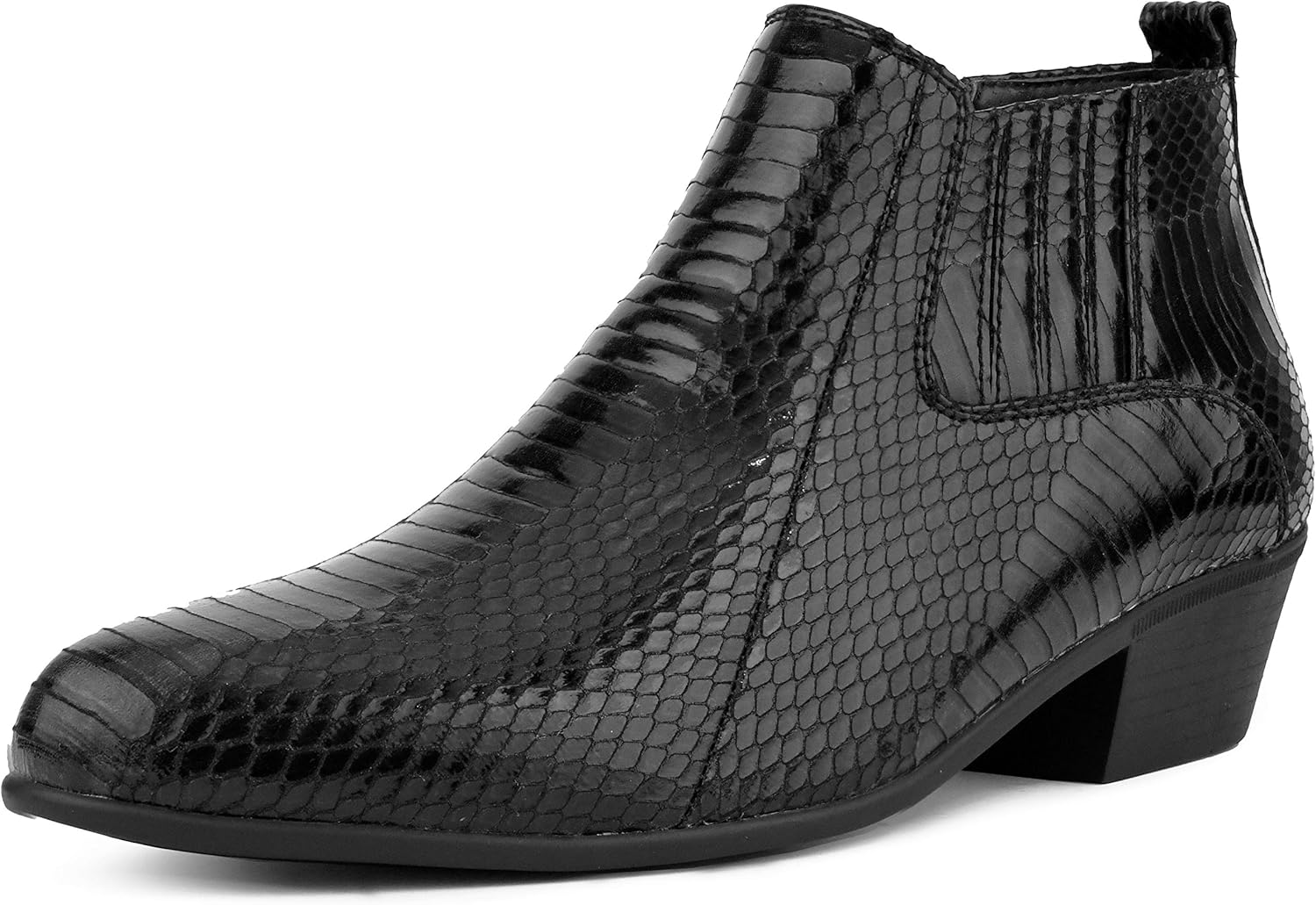 

Мужские ботинки Bolano Adder - реалистичный змеиный принт, удобные ботильоны на молнии, черный