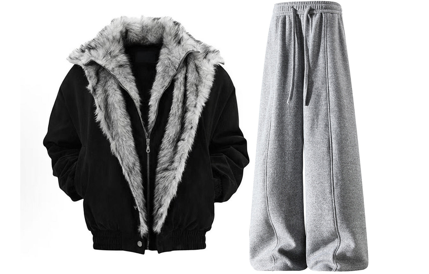 

Повседневная спортивная одежда Unisex с воротником стойкой Moderate X1617, черный mountain hawk jacket+серый sweatpants fleece-lined